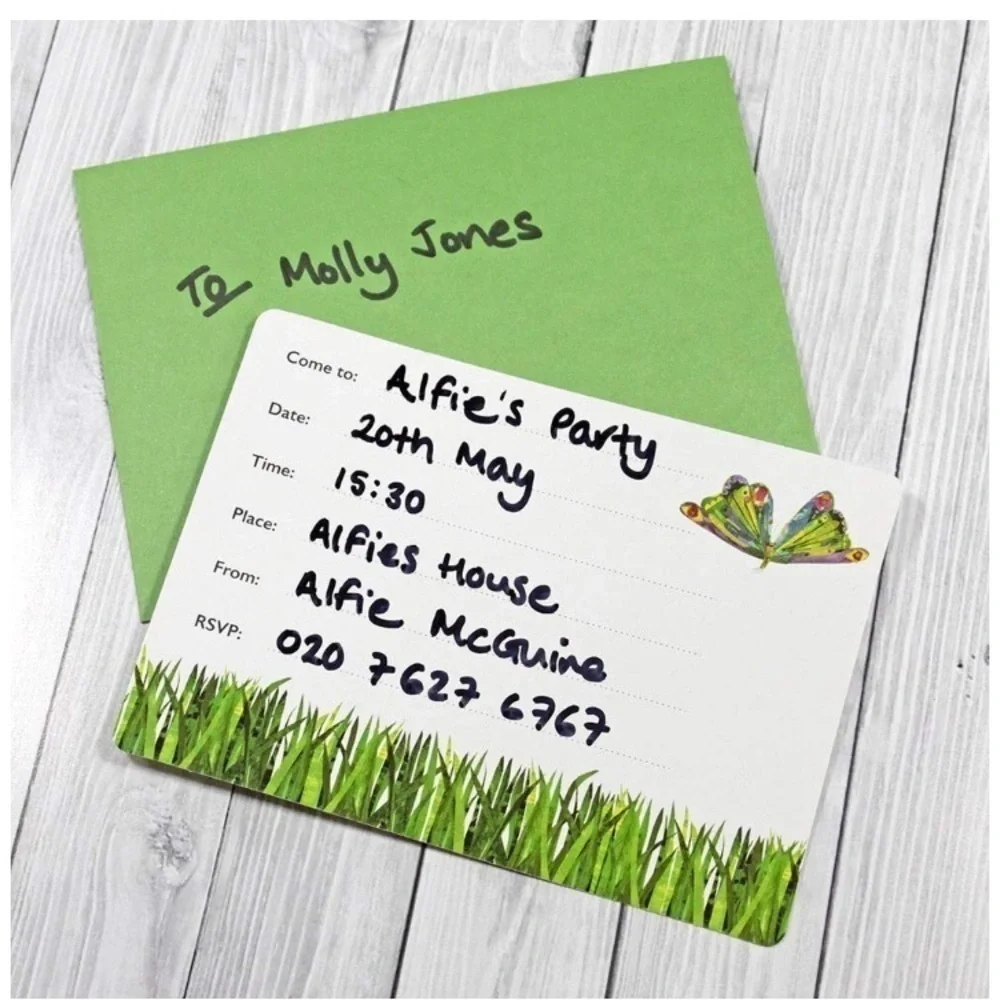 Eric Carle caterpillar invitations/envelopes NEW